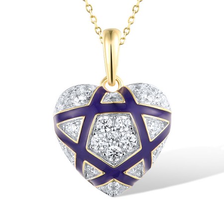 Sterling Silver w/ Ionic Yellow Plating Pendant Enamel,White Cubic Zirconia (P318632ENASP925)