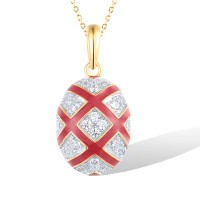 Sterling Silver w/ Ionic Yellow Plating Pendant Enamel,White Cubic Zirconia (P318633ENASP925)