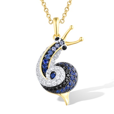 Sterling Silver w/ Yellow Black White Plating Pendant Blue Nano Cubic Zirconia,Blue Spinel,White Cubic Zirconia,Black spinel (P318806MULSZ925)