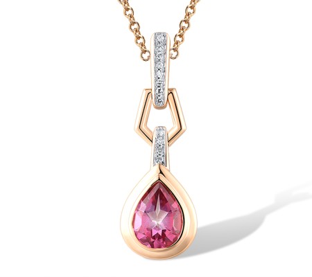 14KRW Pendant Diamond,Pink Topaz (P318818PNT14KRW)