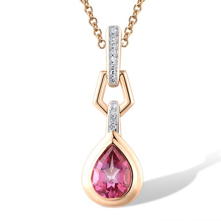 14KRW Pendant Diamond,Pink Topaz (P318818PNT14KRW)
