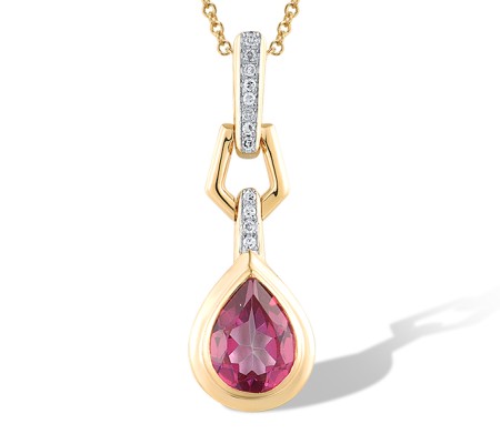 14KYW Pendant Diamond,Pink Topaz (P318818PNT14KYW)
