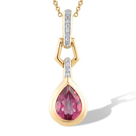 14KYW Pendant Diamond,Pink Topaz (P318818PNT14KYW)