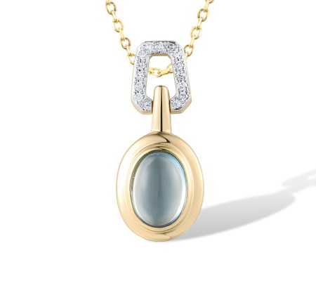 14KYW Pendant Blue Topaz (Swiss Blue),Diamond (P318819BLT14KYW)