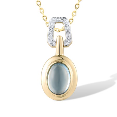 14KYW Pendant Blue Topaz (Swiss Blue),Diamond (P318819BLT14KYW)