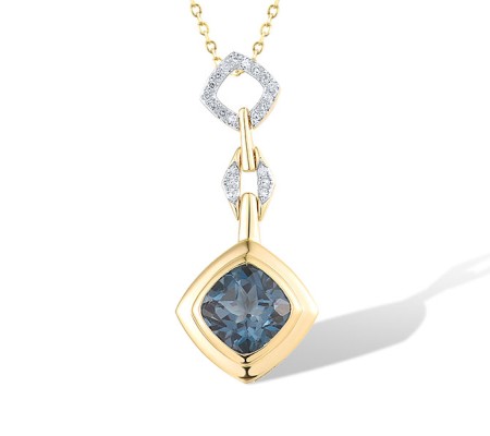 14KYW Pendant Diamond,London Blue Topaz (P318820LDB14KYW)