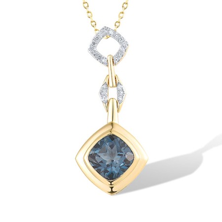 14KYW Pendant Diamond,London Blue Topaz (P318820LDB14KYW)