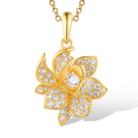 Sterling Silver w/ Yellow Plating Pendant White Cubic Zirconia (P318881WCZSY925)