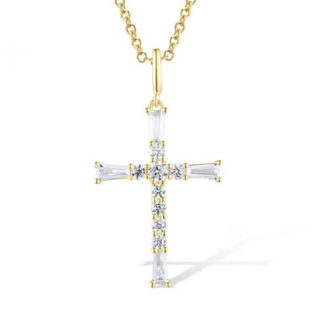 Sterling Silver w/ Yellow Plating Pendant White Cubic Zirconia (P318948WCZSY925)