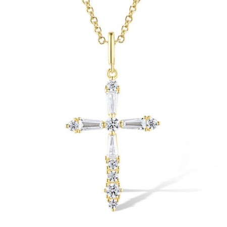 Sterling Silver w/ Yellow Plating Pendant White Cubic Zirconia (P318949WCZSY925)