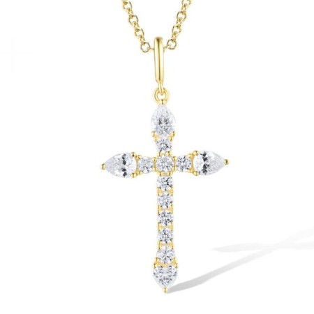 Sterling Silver w/ Yellow Plating Pendant White Cubic Zirconia (P318950WCZSY925)