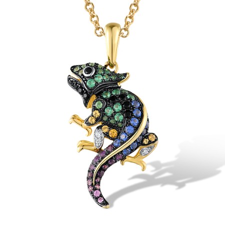 Sterling Silver w/ Yellow Black White Plating Pendant Yellow Nano Crystal,Black spinel,Created Purple Nano Spinel,Blue Nano Cubic Zirconia,Green Spinel,White Cubic Zirconia,Created Pink Sapphire (P318984MULSZ925)