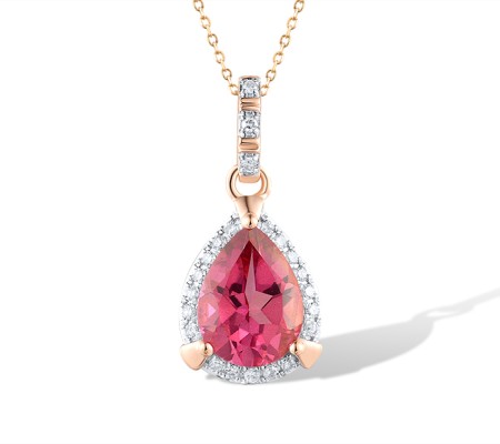 14KRW Pendant Diamond,Pink Topaz (P318992PNT14KRW)