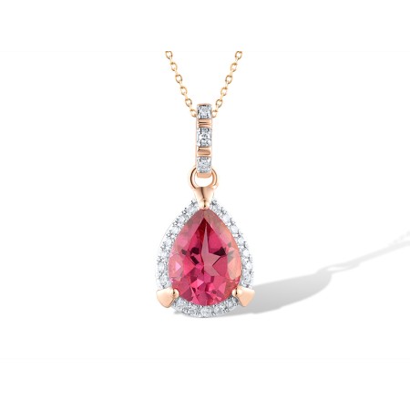 14KRW Pendant Diamond,Pink Topaz (P318992PNT14KRW)