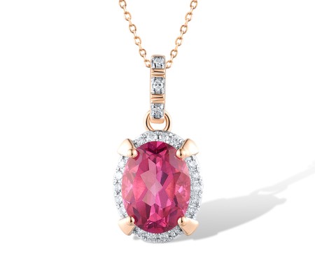 14KRW Pendant Diamond,Pink Topaz (P318993PNT14KRW)