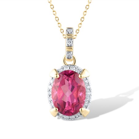 14KYW Pendant Diamond,Pink Topaz without chain (P318993PNT14KYW)