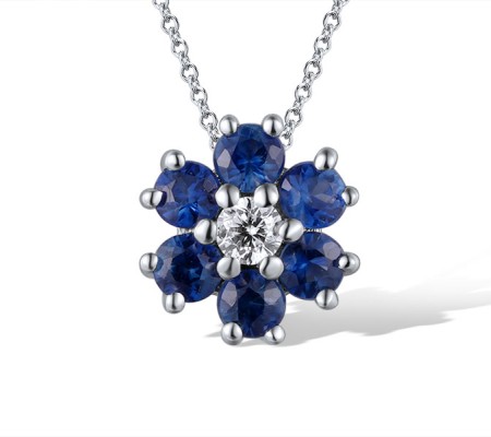 14KW Pendant Blue Sapphire,Diamond (P318994SAP14KW)