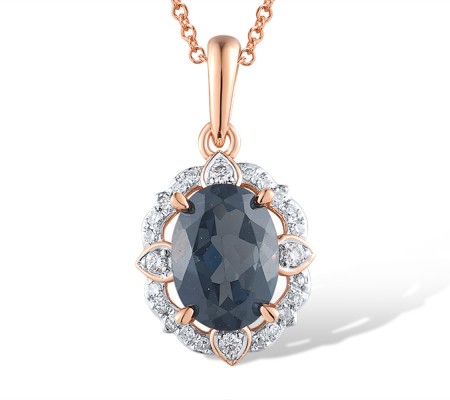 14KRW Pendant London Blue Topaz,Diamond (P319045LDB14KRW)