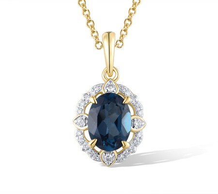 14KYW Pendant Diamond,London Blue Topaz (P319045LDB14KYW)