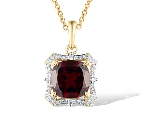 14KYW Pendant Garnet,Diamond (P319046GAN14KYW)
