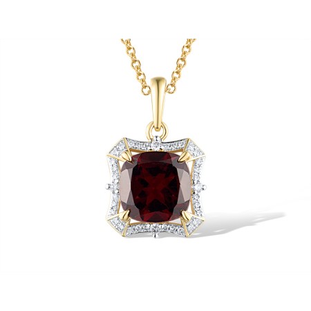 14KYW Pendant Garnet,Diamond (P319046GAN14KYW)
