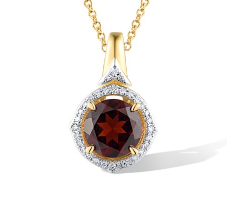14KYW Pendant Diamond,Garnet (P319048GAN14KYW)
