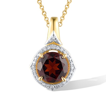 14KYW Pendant Diamond,Garnet (P319048GAN14KYW)