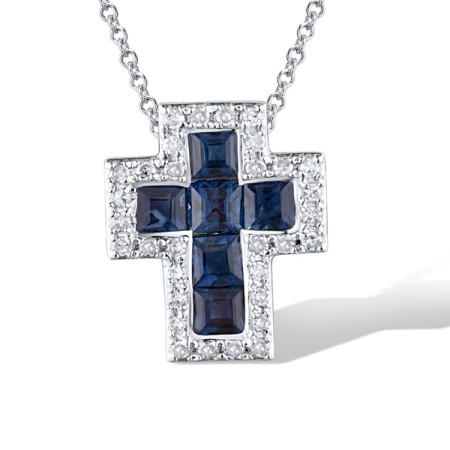 14KW Pendant Blue Sapphire,Diamond without chain (P319063SAP14KW)