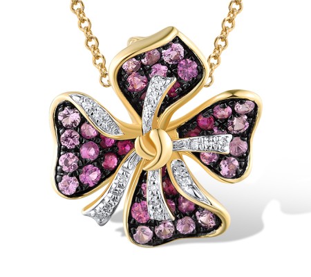 14KYWB Pendant Pink Sapphire,Ruby,Diamond (P319071PRU14KYWB)