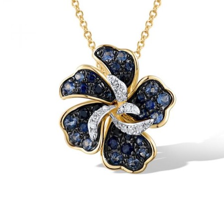 14KYWB Pendant Diamond,Blue Sapphire (P319073SAP14KYWB)
