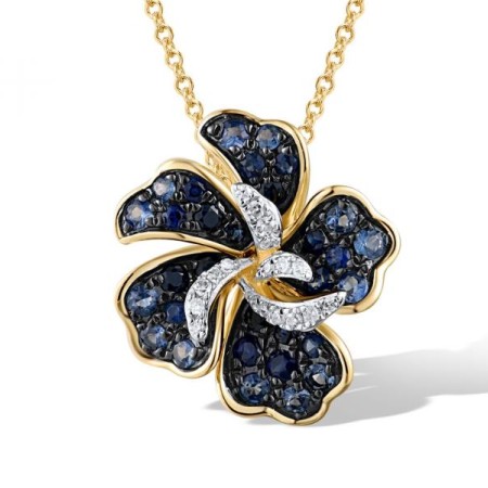 14KYWB Pendant Diamond,Blue Sapphire (P319073SAP14KYWB)