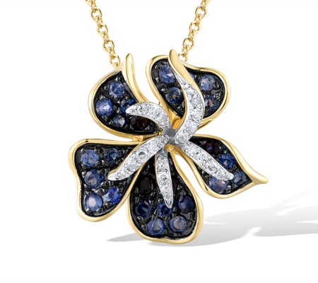 14KYWB Pendant Blue Sapphire,Diamond (P319074SAP14KYWB)