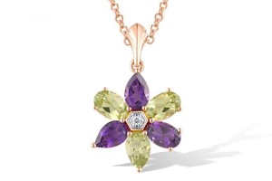 14KRW Pendant Amethyst,Diamond,Peridot without chain (P319114AMP14KRW)