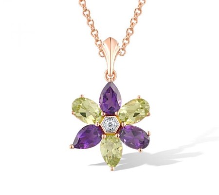 14KRW Pendant Amethyst,Diamond,Peridot without chain (P319114AMP14KRW)