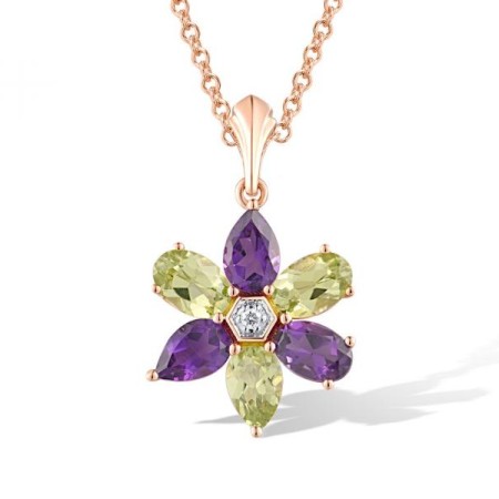 14KRW Pendant Amethyst,Diamond,Peridot without chain (P319114AMP14KRW)