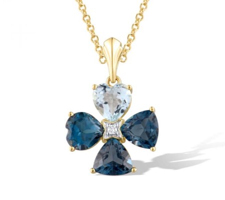 14KYW Pendant London Blue Topaz,Blue Topaz (Sky Blue),Diamond (P319115BLK14KYW)