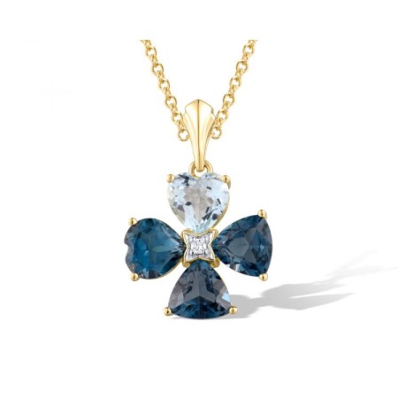 14KYW Pendant London Blue Topaz,Blue Topaz (Sky Blue),Diamond (P319115BLK14KYW)