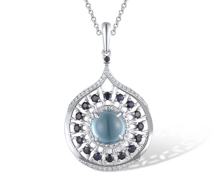 14KW Pendant Blue Sapphire,Diamond,London Blue Topaz (P319141LBS14KW)