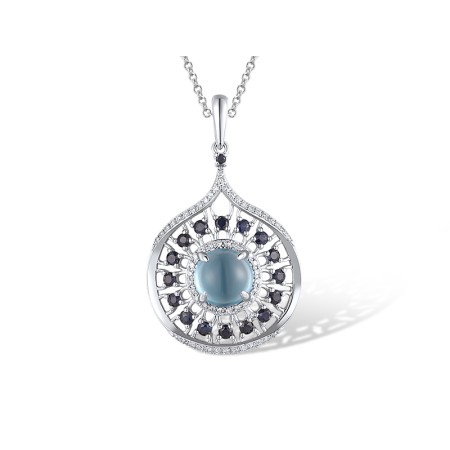 14KW Pendant Blue Sapphire,Diamond,London Blue Topaz (P319141LBS14KW)