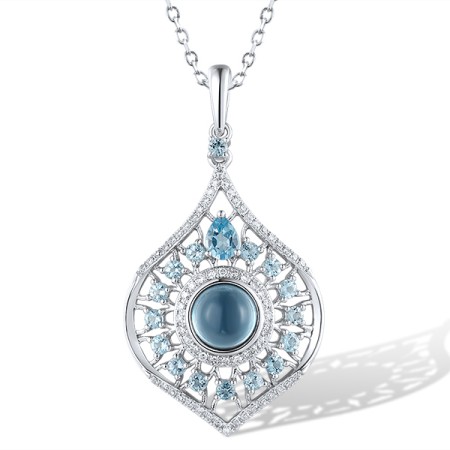 14KW Pendant London Blue Topaz,Blue Topaz (Swiss Blue),Diamond (P319142BLL14KW)