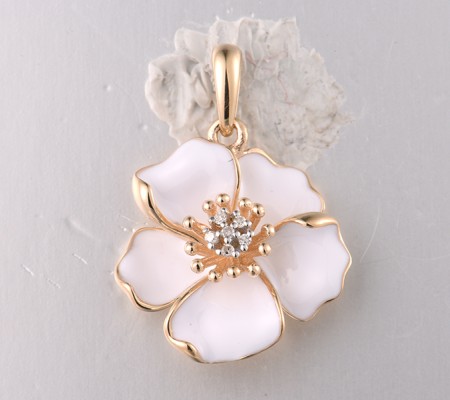 14KYW Pendant Enamel,Diamond (P319147ENA14KYW)