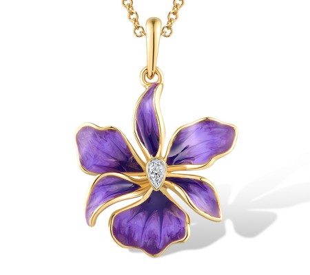 14KYW Pendant Enamel,Diamond (P319148ENA14KYW)