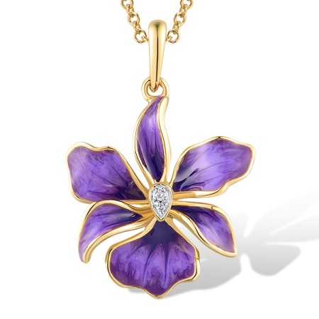 14KYW Pendant Enamel,Diamond (P319148ENA14KYW)