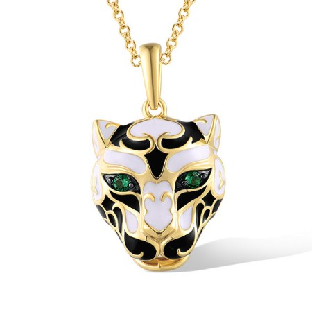 Sterling Silver w/ Yellow Black Plating Pendant Enamel,Green Spinel without chain (P319171ENASC925)