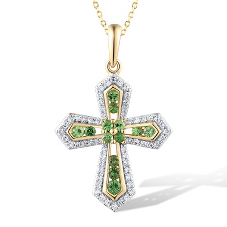 14KYW Pendant Green Garnet,Diamond (P319192GNG14KYW)