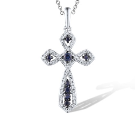 14KWB Pendant Blue Sapphire,Diamond (P319274SAP14KWB)
