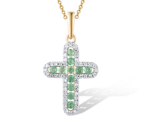 14KYW Pendant Diamond,Emerald (P319275EMR14KYW)