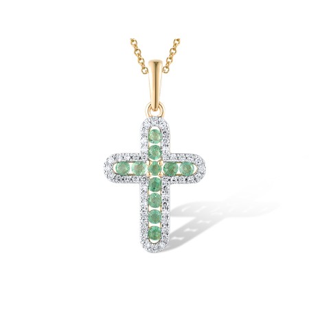 14KYW Pendant Diamond,Emerald (P319275EMR14KYW)