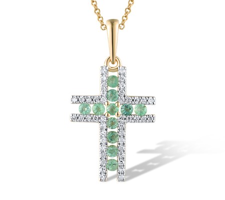 14KYW Pendant Diamond,Emerald (P319277EMR14KYW)