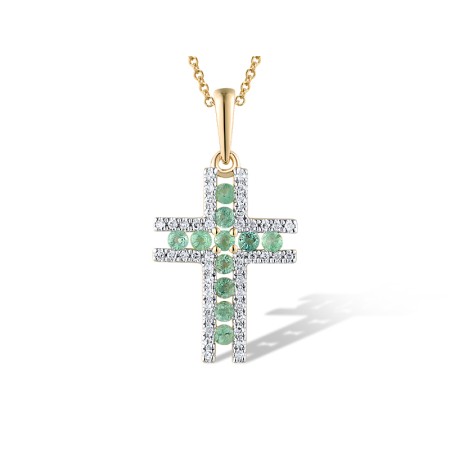 14KYW Pendant Diamond,Emerald (P319277EMR14KYW)